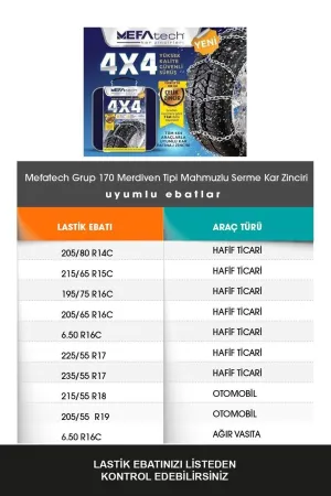 Kar Zinciri 215-55-r18 Merdiven Tipi Mahmuzlu Serme Suv thumb 2