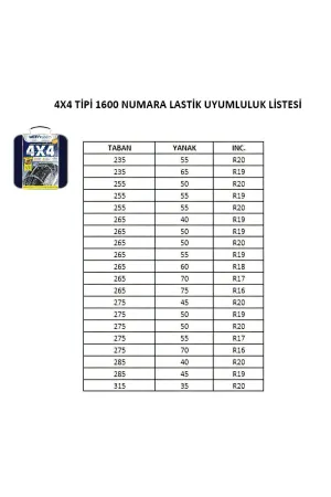 Kar Zinciri 4x4 Tipi 1600 Numara thumb 3