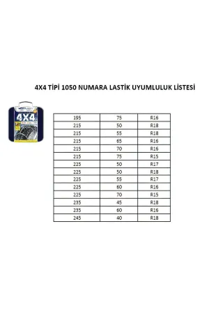 Kar Zinciri 4x4 Tipi 1050 Numara Uyumlu thumb 3