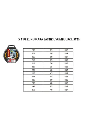 Oto Lastik Kar Zinciri X Tipi 11 Numara thumb 4