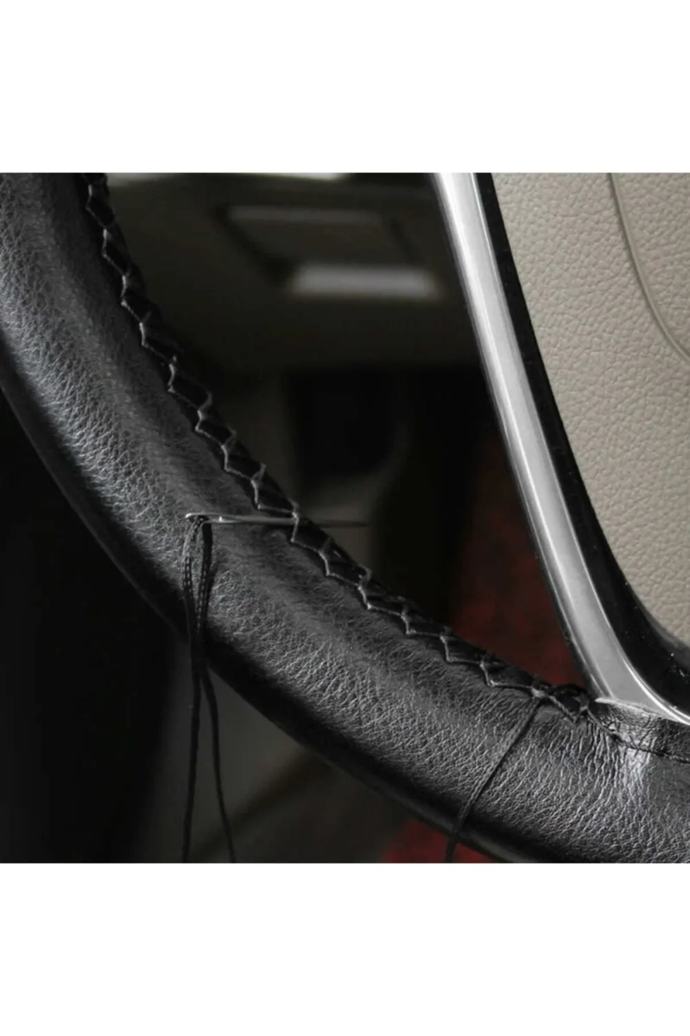 Peugeot 306 93-02 Dikmeli Hakiki Deri Direksiyon Kılıfı Siyah