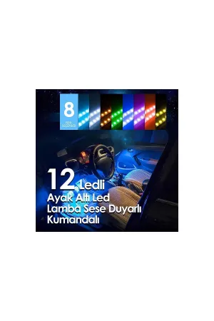 Araç İçi Ayak Altı Müziğe ve Sese Duyarlı 12 Ledli Rgb Renkli Kumandalı Led thumb 3