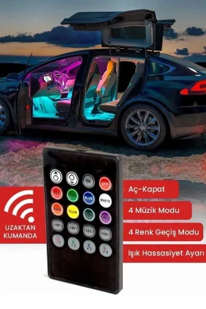 Araç Içi Aydınlatma Sorelis Kumandalı Müziğe Duyarlı 12 Led Ayak Altı Led - 7 Renk Rgb Pro thumb 2
