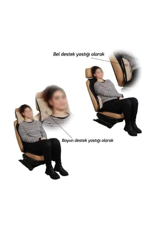 Oto Boyun Bel Destek Yastığı Polarlı Örtü Siyah Nakışlı Siyah Yastık thumb 5