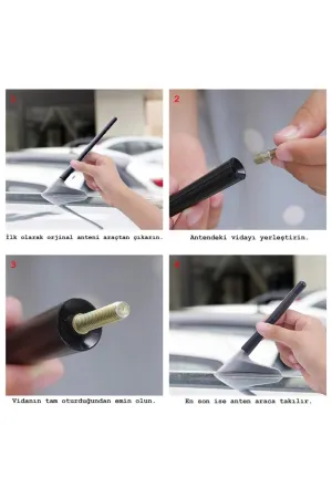 Citroen C4 Uyumlu Karbon Fiber Anten Çubuğu Siyah thumb 2