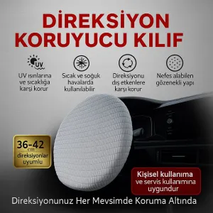oto uzay uyumlu Direksiyon Koruyucu Kılıf Universal UV, Toz, Isı Koruma Yaz Kış Kullanıma 36-42 cm modelleri DRS Tuning'de. Kaliteli malzeme, hızlı kargo ve