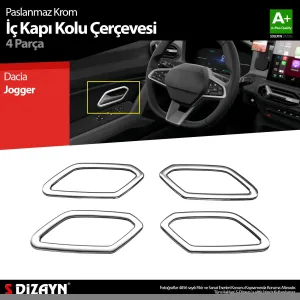 Dacia Jogger 2021-Günümüz uyumlu Krom İç Kapı Kolu Çerçevesi 4 Prç 2022 Üzeri A+ Kalite modelleri DRS Tuning'de. Kaliteli malzeme, hızlı kargo ve güvenli