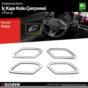 s-dizayn uyumlu Renault Duster Krom İç Kapı Kolu Çerçevesi 4 Prç 2024 Üzeri A+ Kalite modelleri DRS Tuning'de. Kaliteli malzeme, hızlı kargo ve güvenli
