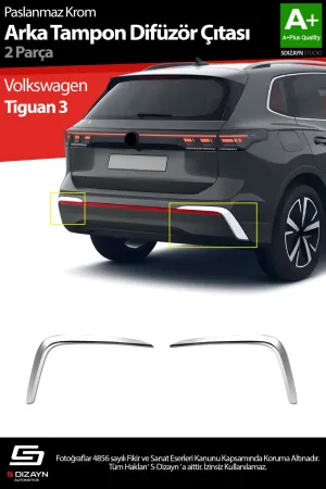 s-dizayn uyumlu Volkswagen Tiguan Krom Arka Tampon Difüzör Çıtası OEM Still 2 Prç. 2024 Üzeri A+ Kalite modelleri DRS Tuning'de. Kaliteli malzeme, hızlı kargo