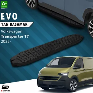 S-Dizayn Volkswagen Transporter T7 Kısa Şase Evo Siyah Yan Basamak 223 Cm 2025 Üzeri A+ Kalite thumb 1