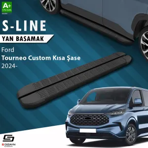 S-Dizayn Ford Tourneo Custom 2 Kısa Şase S-Line Siyah Yan Basamak 223 Cm 2023 Üzeri A+ Kalite thumb 1