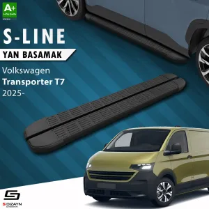 S-Dizayn Volkswagen Transporter T7 Kısa Şase S-Line Siyah Yan Basamak 223 Cm 2025 Üzeri A+ Kalite thumb 1