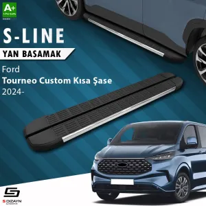 S-Dizayn Ford Tourneo Custom 2 Kısa Şase S-Line Krom Yan Basamak 223 Cm 2023 Üzeri A+ Kalite thumb 1