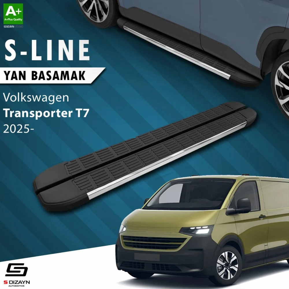 S-Dizayn Volkswagen Transporter T7 Uzun Şase S-Line Krom Yan Basamak 263 Cm 2025 Üzeri A+ Kalite