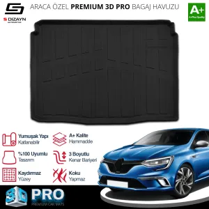 S-Dizayn Renault Megane 4 HB 3D Pro Bagaj Havuzu 2016 Üzeri A+ Kalite thumb 2