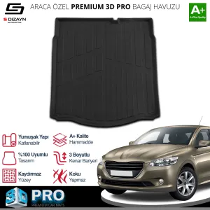 S-Dizayn Peugeot 301 3D Pro Bagaj Havuzu 2012 Üzeri A+ Kalite thumb 2