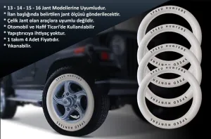 Renault Uyumlu 13 Jant Speed Hunters Lastik Yanağı Beyaz Renk 1 Takım 4 Adet thumb 2