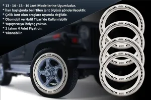 Fiat Uyumlu 13 Jant B-B-S Testere Lastik Yanağı Beyaz Renk 1 Takım 4 Adet thumb 2