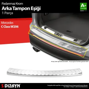 s-dizayn uyumlu Mercedes C Class W206 Krom Arka Tampon Eşiği 2021 Üzeri A+ Kalite modelleri DRS Tuning'de. Kaliteli malzeme, hızlı kargo ve güvenli alışverişle