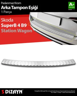 Skoda Superb 2015-2023 (3V) uyumlu B8 Makyajlı SW Krom Arka Tampon Eşiği 2019-2023 modelleri DRS Tuning'de. Kaliteli malzeme, hızlı kargo ve güvenli