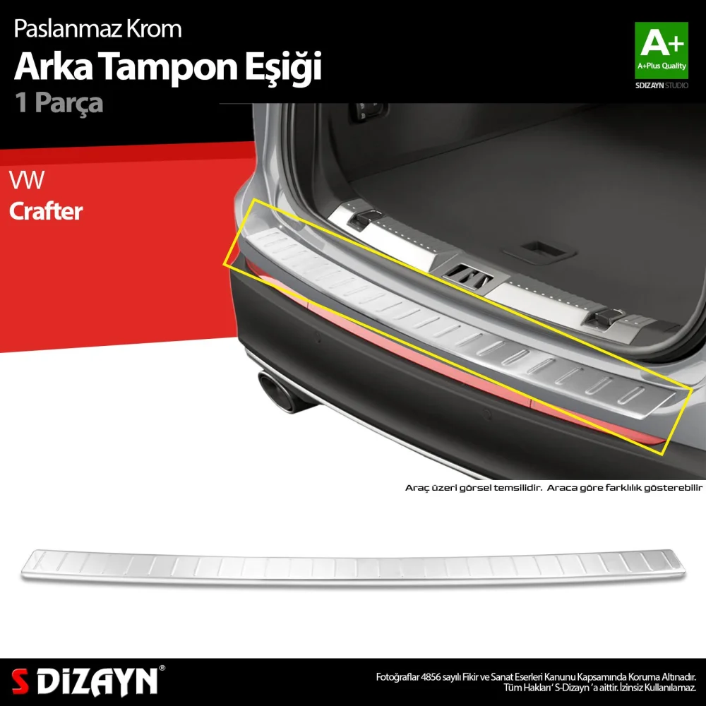 S-Dizayn VW Crafter Krom Arka Tampon Eşiği 2011-2017 A+ Kalite
