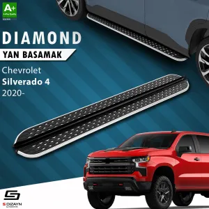 S-Dizayn Chevrolet Silverado 4 Uzun Şase Diamond Krom Yan Basamak 253 Cm 2020 Üzeri A+ Kalite thumb 1