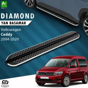S-Dizayn VW Caddy 3 Uzun Şase Diamond Krom Yan Basamak 223 Cm 2004-2020 A+ Kalite thumb 1