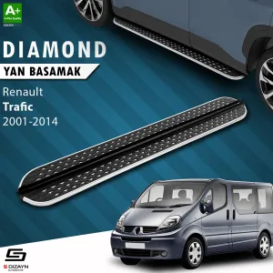 S-Dizayn Renault Trafic 2 Kısa Şase Diamond Krom Yan Basamak 223 Cm 2001-2014 A+ Kalite thumb 1