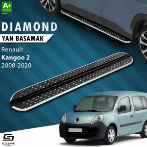 S-Dizayn Renault Kangoo 2 Uzun Şase Diamond Krom Yan Basamak 223 Cm 2008-2020 A+ Kalite thumb 1