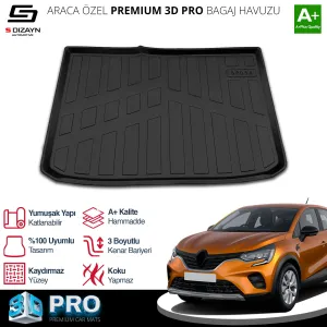 s-dizayn uyumlu Renault Captur 3D Pro Bagaj Havuzu 2019 Üzeri A+ Kalite modelleri DRS Tuning'de. Kaliteli malzeme, hızlı kargo ve güvenli alışverişle hemen