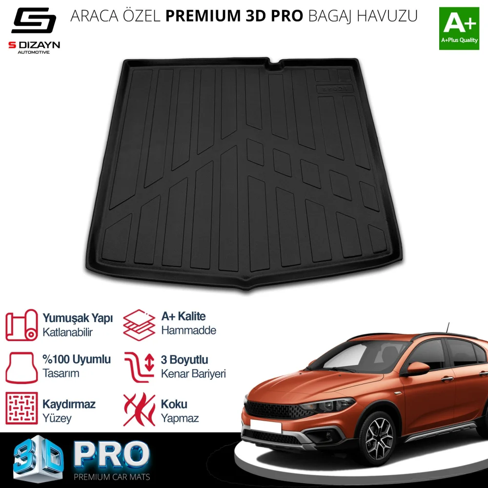 S-Dizayn Fiat Egea Cross 3D Pro Bagaj Havuzu 2020 Üzeri A+ Kalite