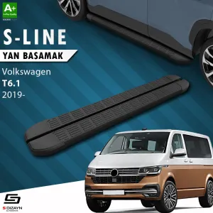 S-Dizayn VW Transporter T6.1 Kısa Şase S-Line Siyah Yan Basamak 213 Cm 2019-2025 A+ Kalite thumb 1