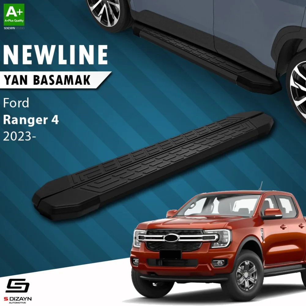 S-Dizayn Ford Ranger 4 NewLine Siyah Yan Basamak 203 Cm 2023 Üzeri A+ Kalite