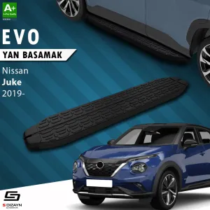 Nissan Juke 2019-Günümüz (F16) uyumlu 2 Evo Siyah Yan Basamak 173 Cm 2019 Üzeri A+ Kalite modelleri DRS Tuning'de. Kaliteli malzeme, hızlı kargo ve güvenli