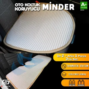 S-Dizayn Oto Koltuk Koruyucu Alt Minder Krem Universal 2+1 Parça Ön Arka A+ Kalite thumb 2