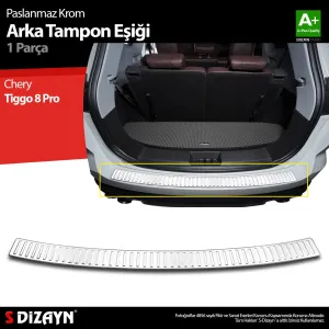 s-dizayn uyumlu Chery Tiggo 8 Pro Krom Arka Tampon Eşiği 2022 Üzeri A+ Kalite modelleri DRS Tuning'de. Kaliteli malzeme, hızlı kargo ve güvenli alışverişle