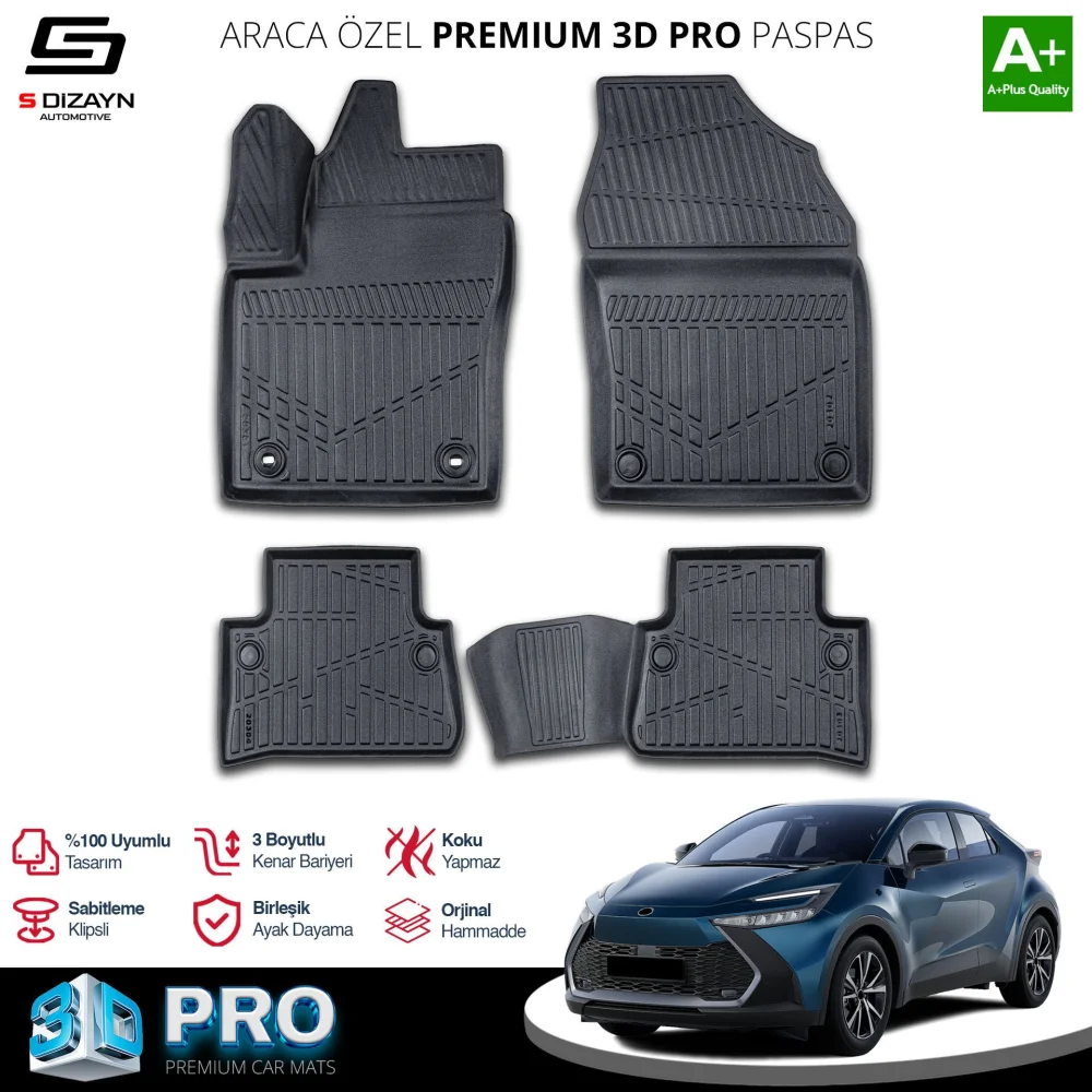 S-Dizayn Toyota C-HR 3D Pro Havuzlu Paspas 2023 Üzeri A+ Kalite