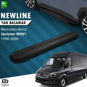 S-Dizayn Mercedes Sprinter W901 Orta Şase NewLine Siyah Yan Basamak 263 Cm 1998-2006 A+ Kalite thumb 1