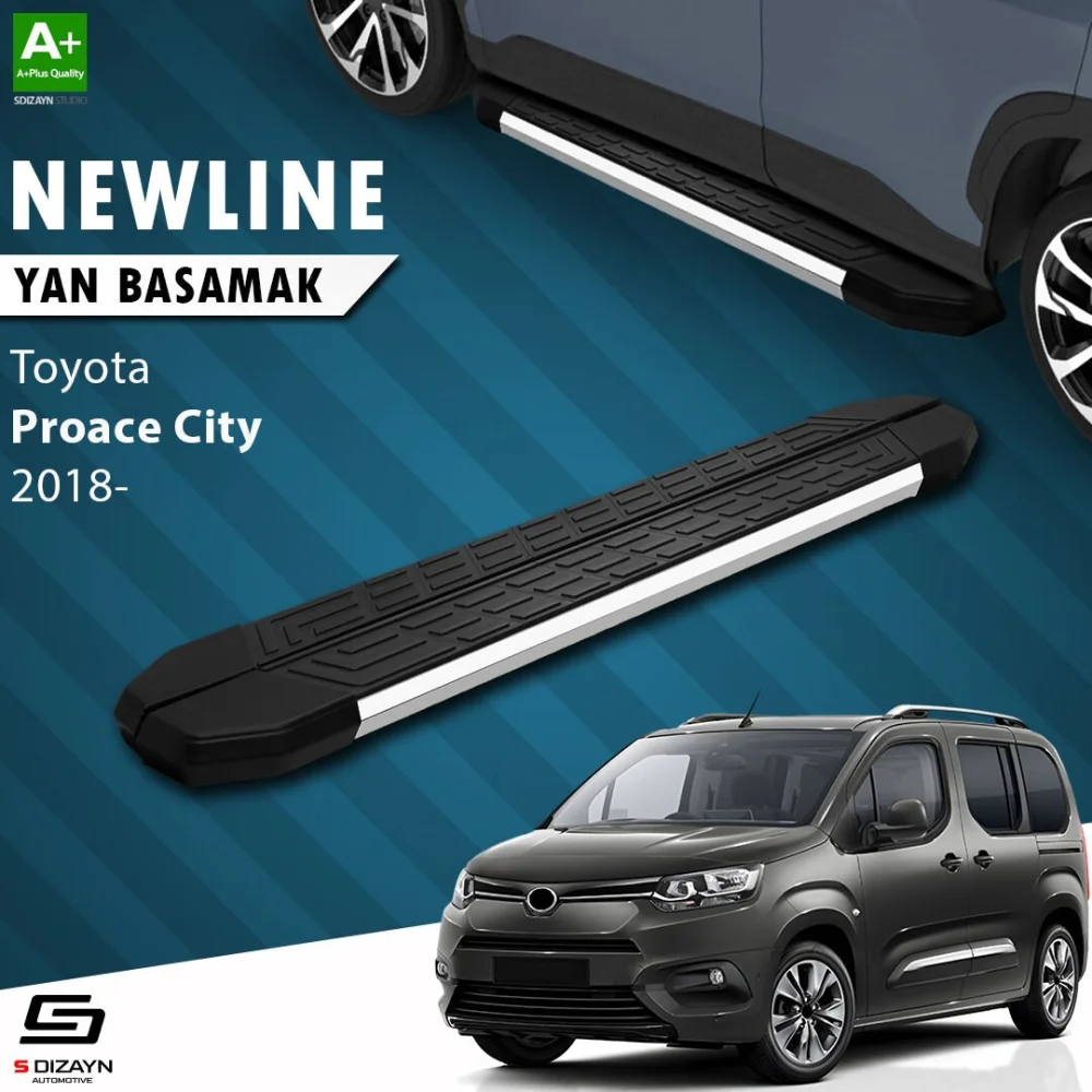S-Dizayn Toyota Proace City Uzun Şase NewLine Krom Yan Basamak 213 Cm 2018 Üzeri A+ Kalite