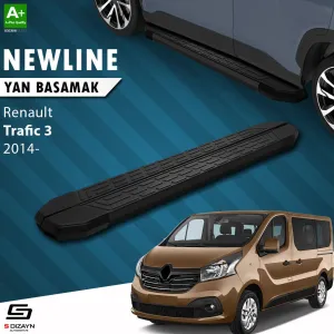 S-Dizayn Renault Trafic 3 Kısa Şase NewLine Siyah Yan Basamak 223 Cm 2014-2020 A+ Kalite thumb 1