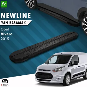 S-Dizayn Opel Vivaro B Kısa Şase NewLine Siyah Yan Basamak 223 Cm 2015-2018 A+ Kalite thumb 1