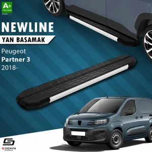 Peugeot Partner 2018-Günümüz (K9) uyumlu 3 Uzun Şase NewLine Aluminyum Yan Basamak 213 Cm 2018 Üzeri A+ Kalite modelleri DRS Tuning'de. Kaliteli malzeme, hızlı