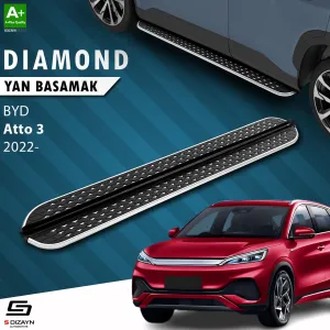 BYD Atto 3 2022-Günümüz (Atto 3) uyumlu Diamond Krom Yan Basamak 183 Cm 2022 Üzeri modelleri DRS Tuning'de. Kaliteli malzeme, hızlı kargo ve güvenli