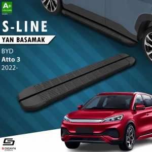 BYD Atto 3 2022-Günümüz (Atto 3) uyumlu S-Line Siyah Yan Basamak 193 Cm 2022 Üzeri modelleri DRS Tuning'de. Kaliteli malzeme, hızlı kargo ve güvenli