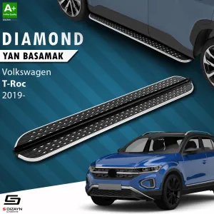 S-Dizayn VW T-Roc Diamond Krom Yan Basamak 173 Cm 2019 Üzeri thumb 1
