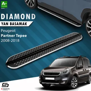 S-Dizayn Peugeot Partner 2 Tepee Diamond Krom Yan Basamak 193 Cm 2008-2018 thumb 1