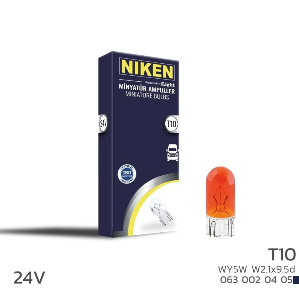 Niken 24V T10 Park Ampulü (W5W) Amber W2.1X9.5D 10 LU