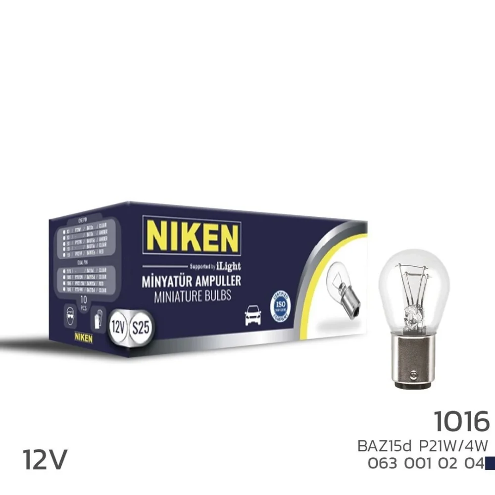 Niken 12V 1016 Ampul YT (P21/4W) BAZ15D 10 LU