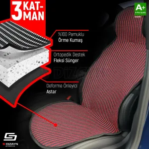 S-Dizayn Oto Koltuk Koruyucu Kılıf Çizgili Siyah Kırmızı Universal 2 Parça Ön A+ Kalite thumb 3