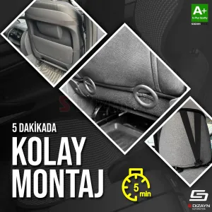 S-Dizayn Oto Koltuk Koruyucu Kılıf Çizgili Siyah Mavi Universal 2+1 Parça Ön Arka A+ Kalite thumb 5